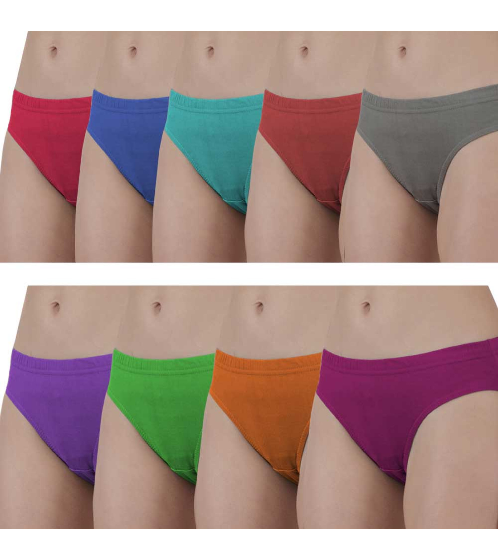 Vink Multicolor Womens Plain Multicolor Panties 9 Pack Combo | Inner Elastic